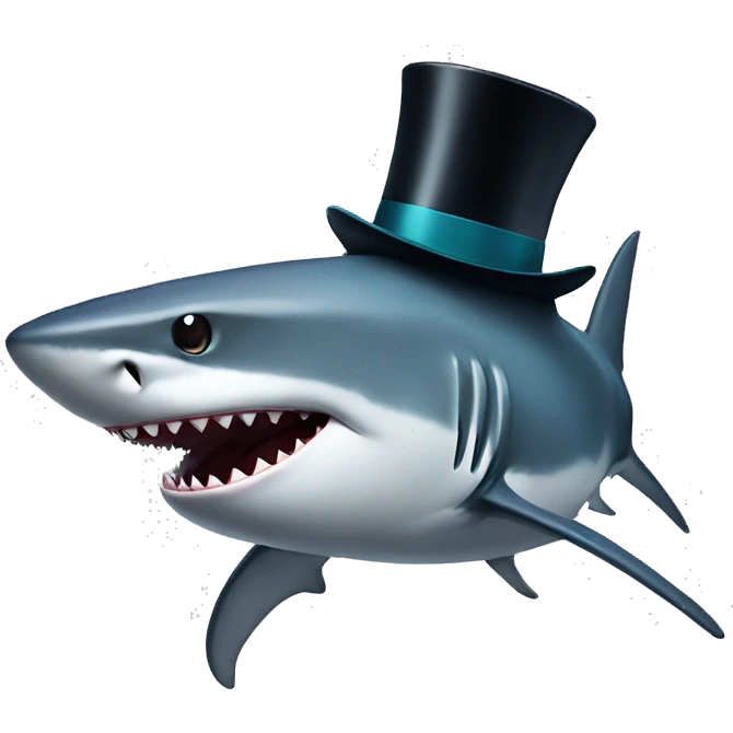 Shark with a top hat emoji