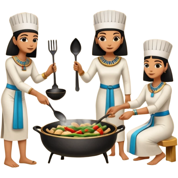 ancient Egyptian cooking scene in hieroglyphic style emoji