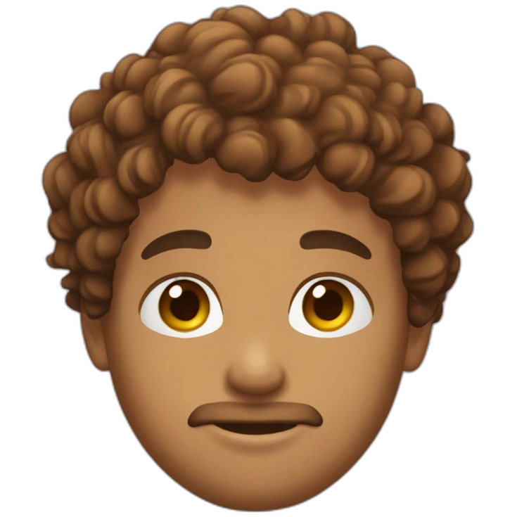 boy with chestnut surfer hair, curly hair only on the top of head, and beard, brown eyed emoji