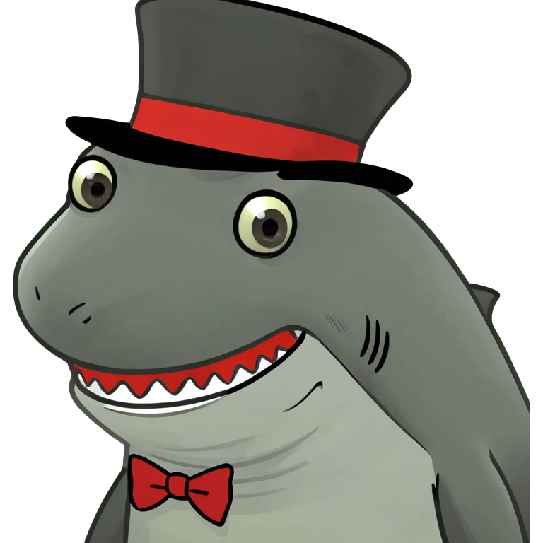 Shark with a top hat emoji