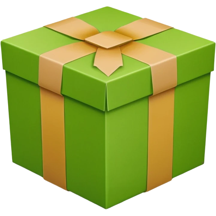 light green shipping box wrapped in tape, top view, apple style emoji emoji
