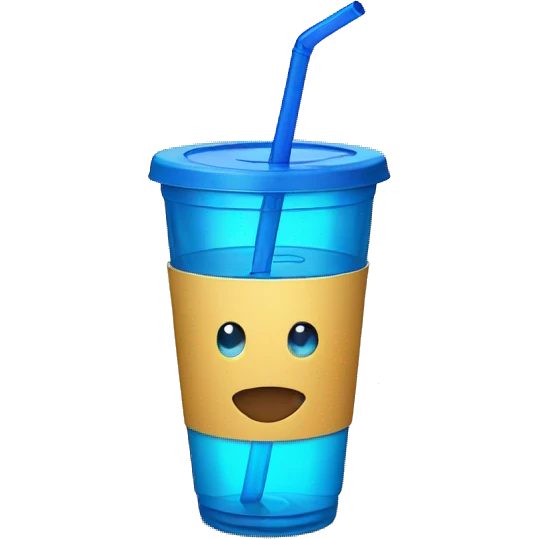 blue water cup with blue straw and blue lid emoji
