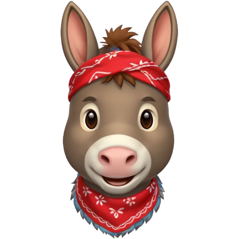 smiling donkey with a red bandana emoji