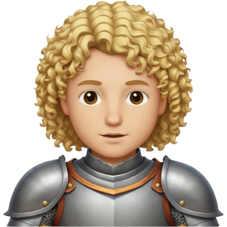 Knight with blonde hair and curly hair no mustache wearing armor emoji