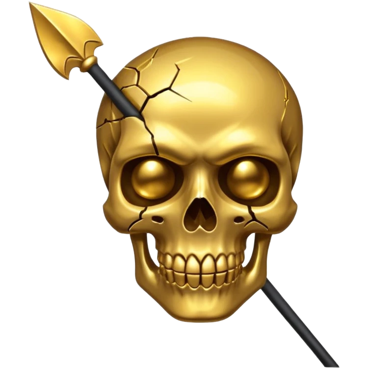 broken gold skull with a spear emoji