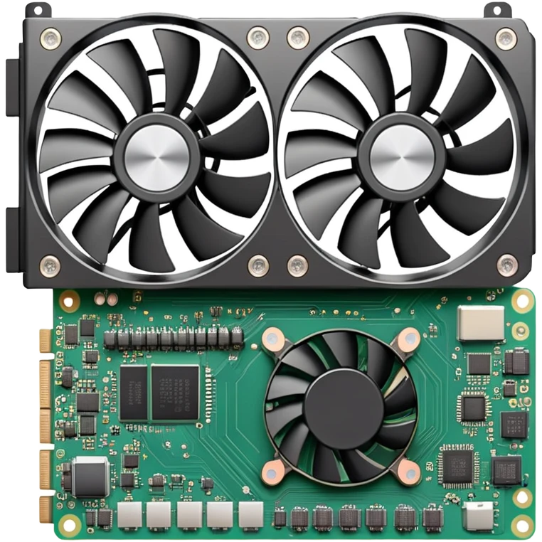 computer graphics card, GPU with fans and circuit board emoji