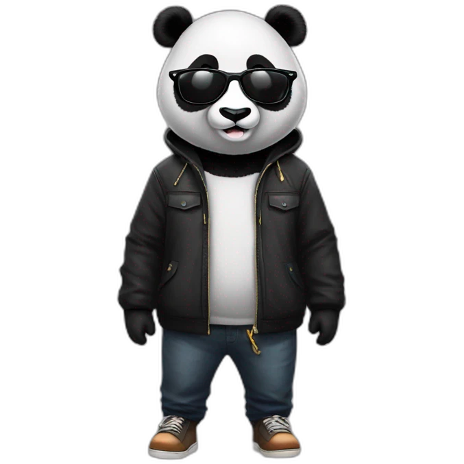 a panda bear with cool glasses full body emoji