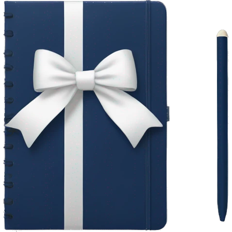 Navy blue notebook with a white bow on it emoji