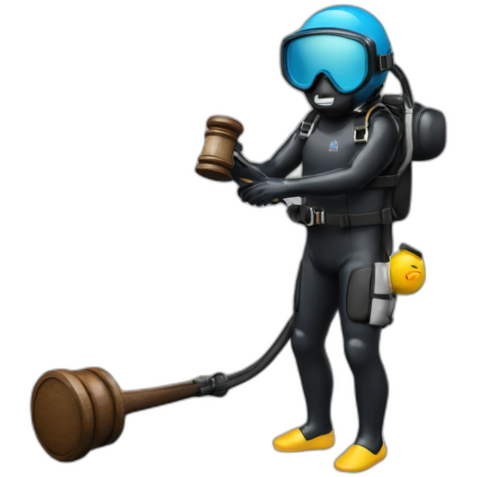 Scuba diving holding gavel emoji