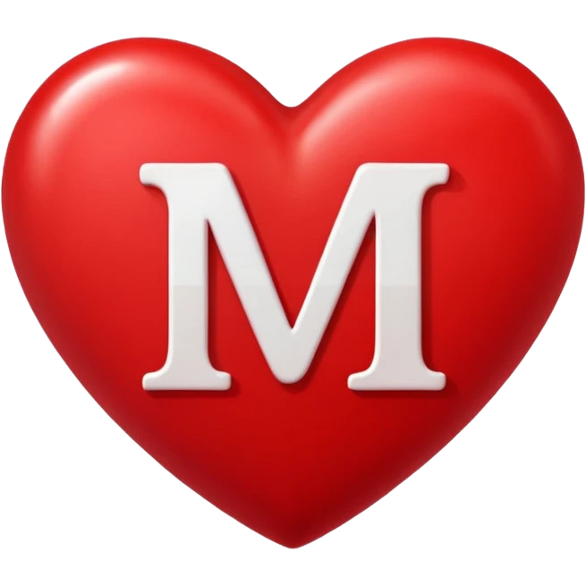 Romantic red heart with letter M emoji