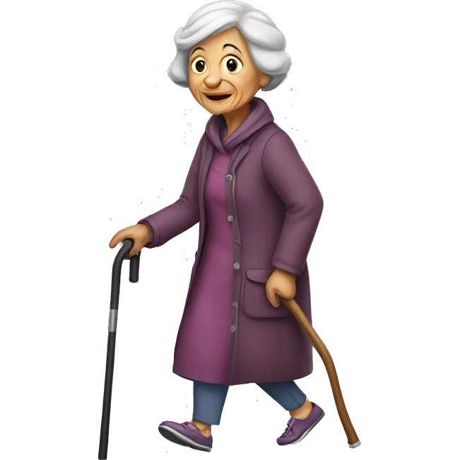 Cane walking old woman emoji