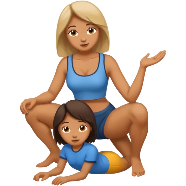 Mulher ajoelhada,segurando o pinto de um homem em pé emoji