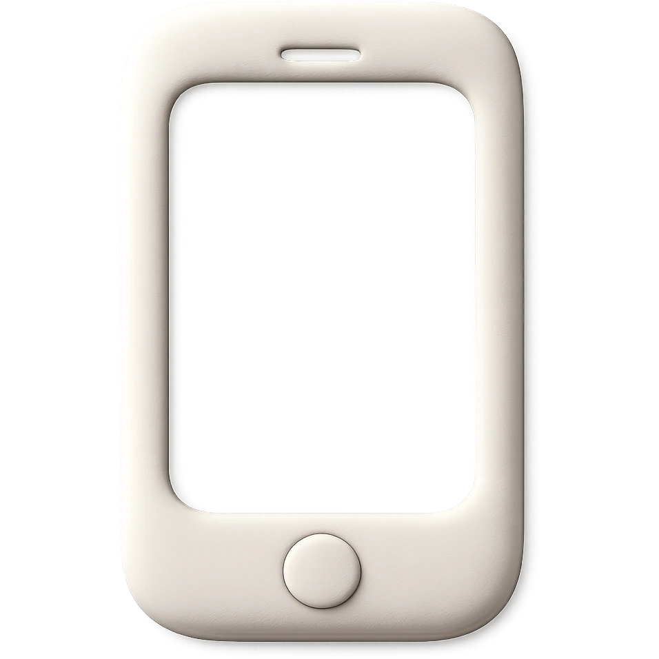 A smartphone with soft rounded corners and a simplified screen emoji