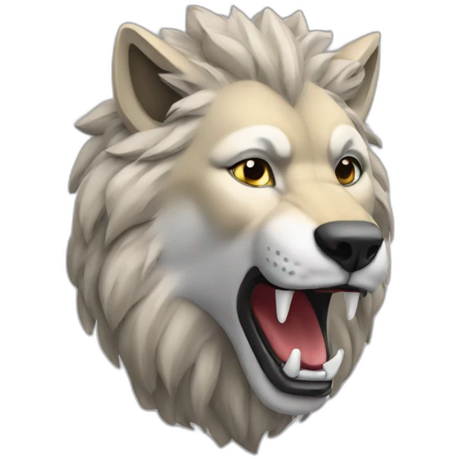 Loup sur un lion emoji