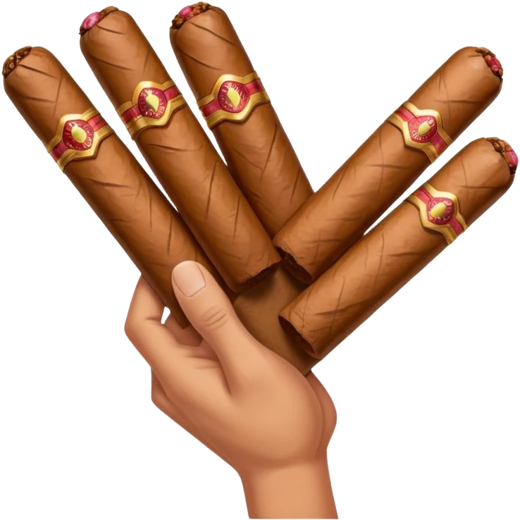 a hand holding lots of cigars emoji