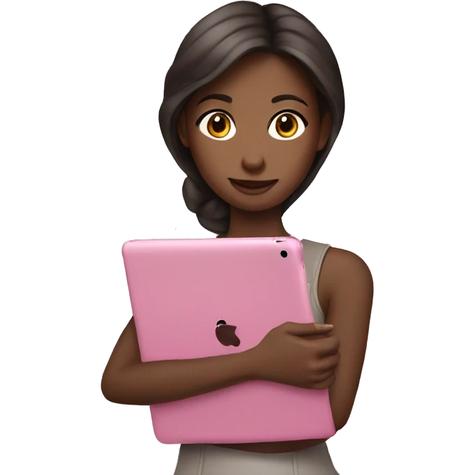 Girl and pink iPad emoji