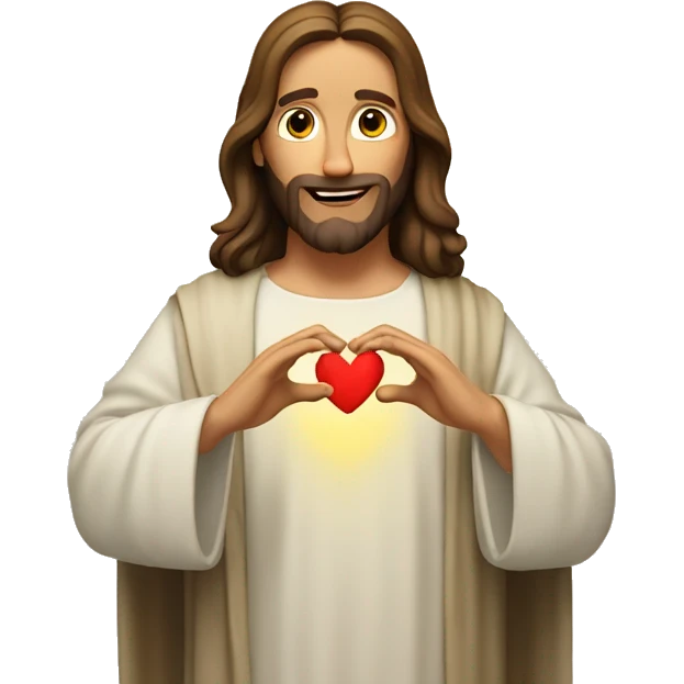 Jesus Christ making a heart sign with his hands emoji