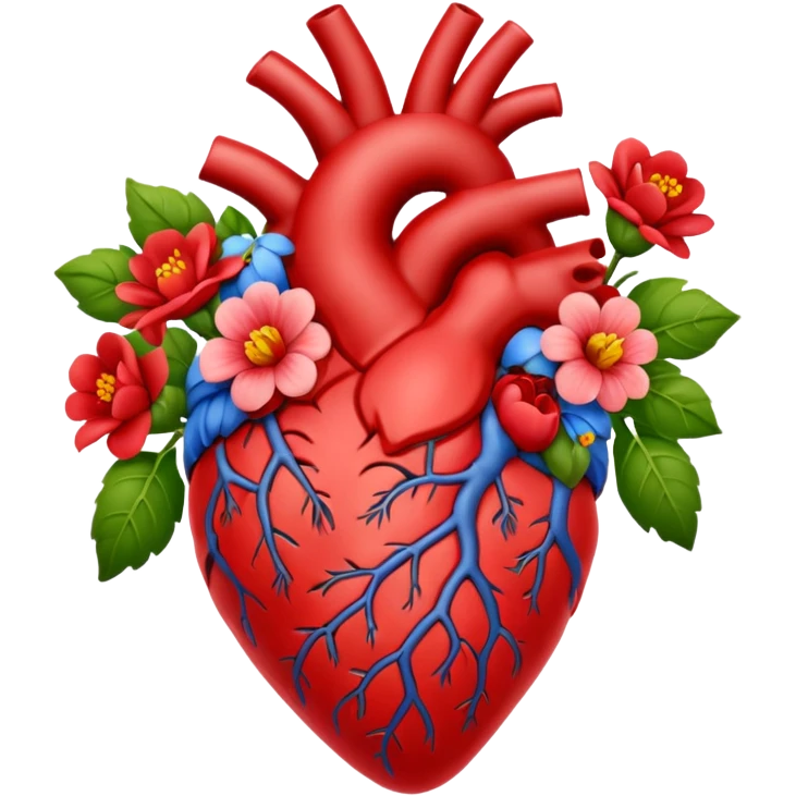 Anatomical hart with flowers emoji