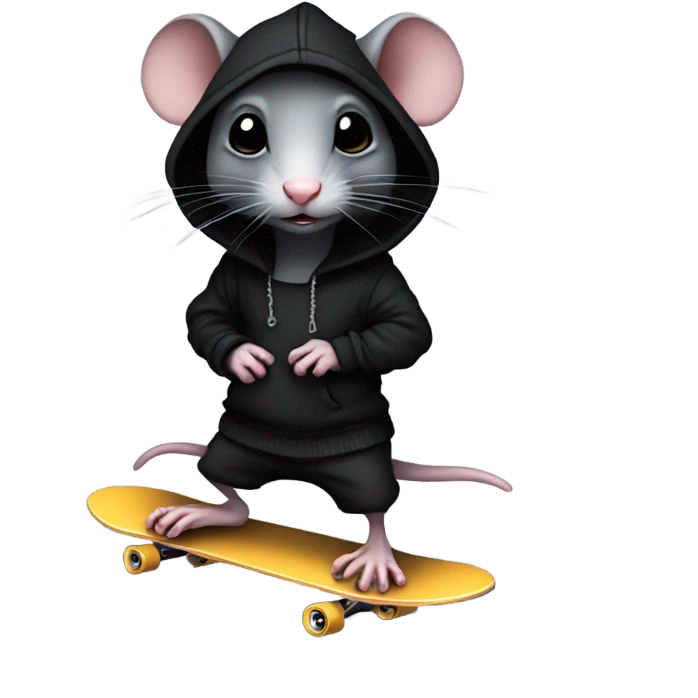 An emo rat skateboarding emoji