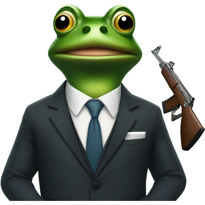 Frog in a suit with a ak47 in his hand emoji