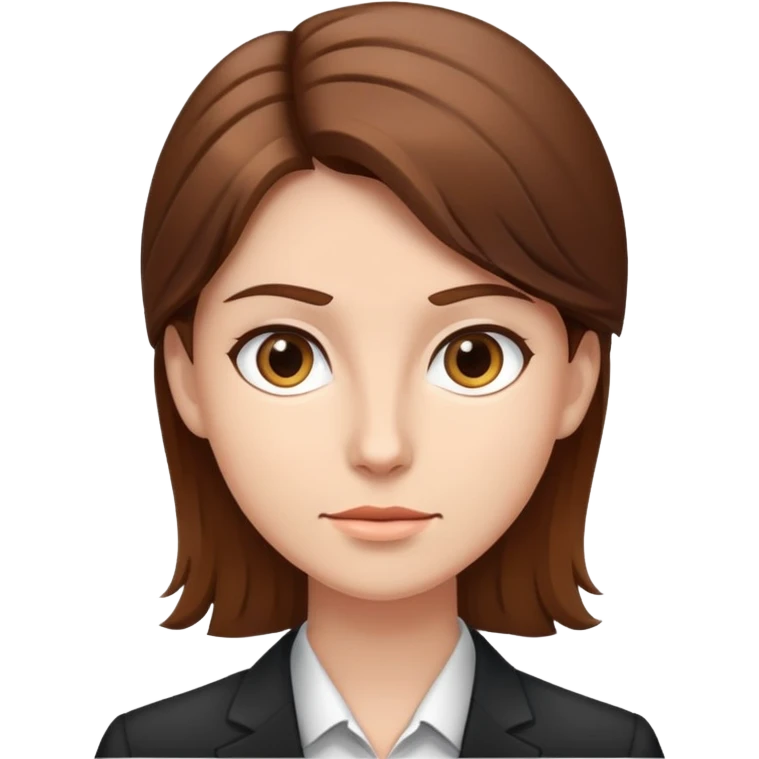 businessperson with brown hair, neutral expression emoji