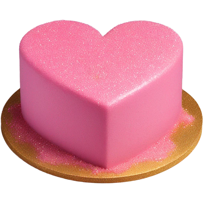 detailed pink heart cake with glitter emoji
