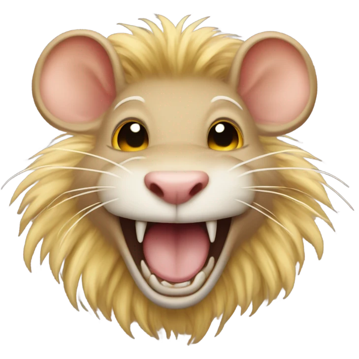 Tan rat with lion’s mane is evil laughing emoji