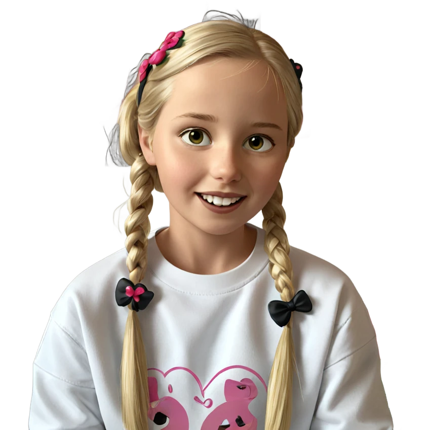 blonde girl with flower bow emoji