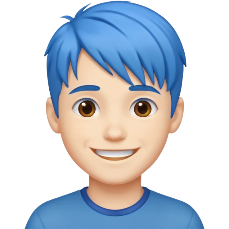 blue gamer Boy happy blue hair emoji