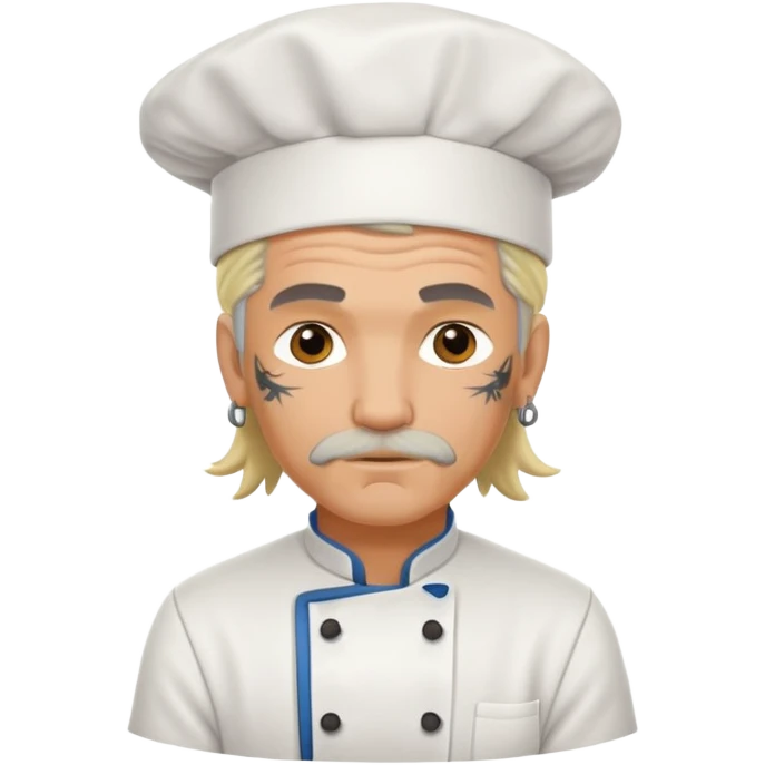 Chef with tattoos and a mullet with blond grey hair emoji
