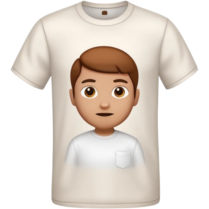 A 3D cartoon white shirt with a brown soil stain in the center, smooth fabric texture, bright lighting, realistic Memoji-style look. emoji