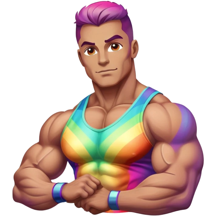 Rainbow Bodybuilder with a mystical aura emoji