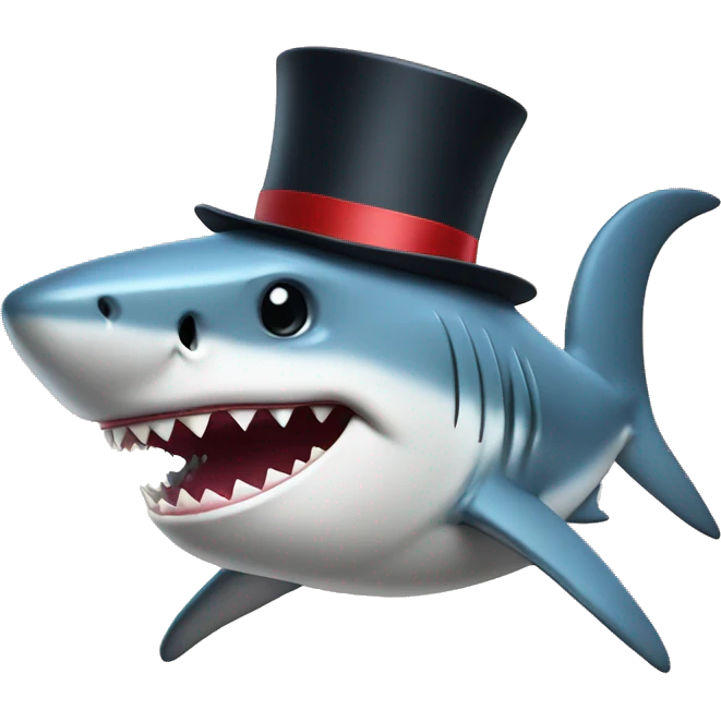 Shark with a top hat emoji