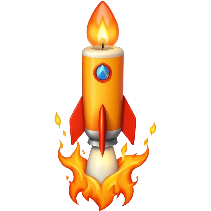 Yeah a rocket with a candle ON IT, so on it's side it must be 45 degree from the 360

So this: 🕯️

On a rocket emoji