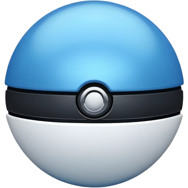 blue pokeball emoji, top half is a more saturated blue, bottom half is white, black stripe, with a metallic sheen emoji