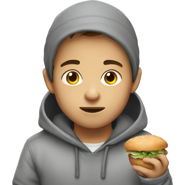 boy eating in grey hoodie emoji