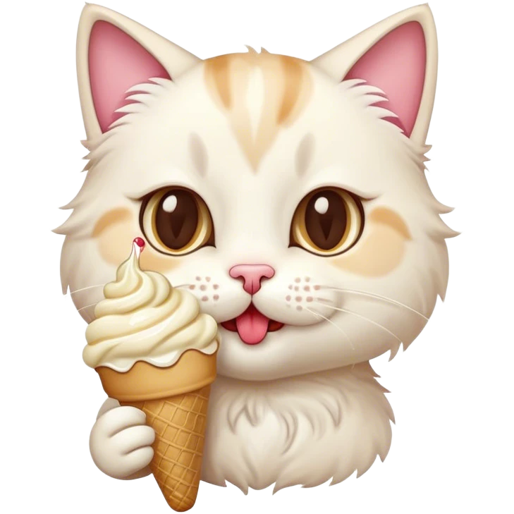 Cute cat eating ice cream  emoji