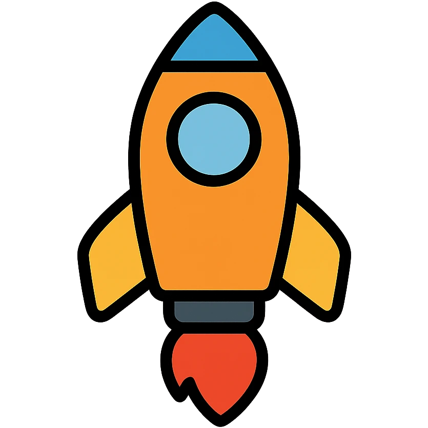 rocket ship icon with color outlines emoji