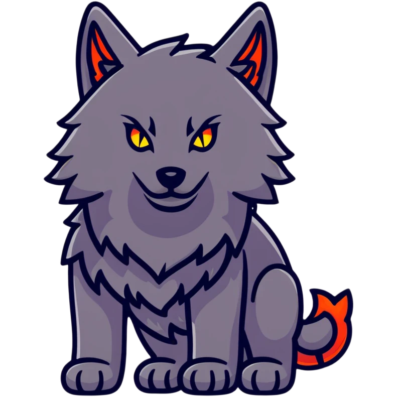 Dark demonic wolf with horns and glowing symbols emoji