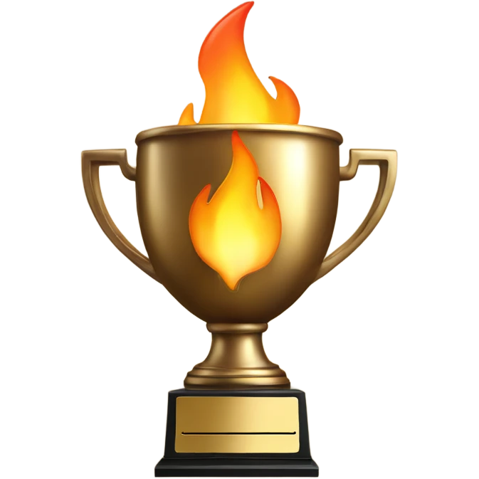 Trophy with fire flames  emoji