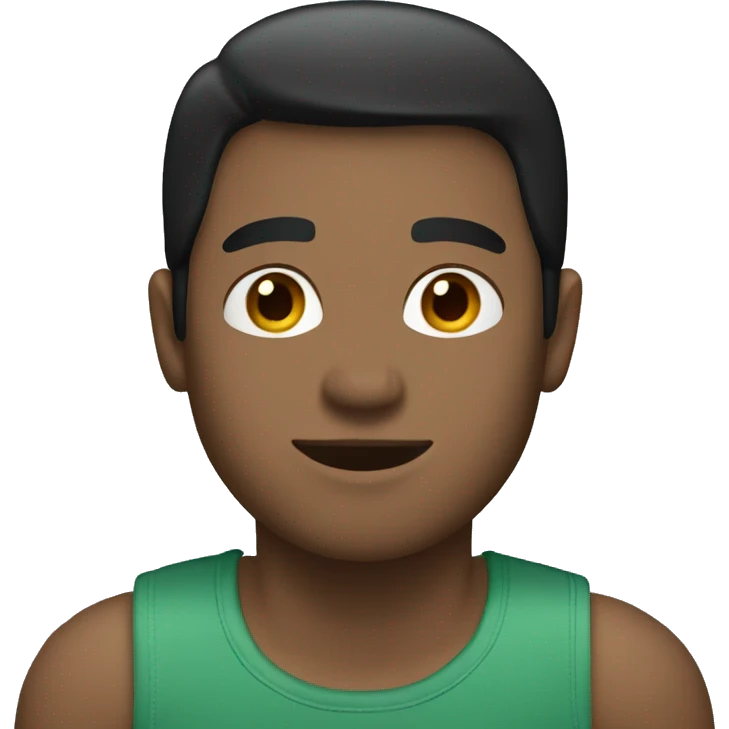 a white  man with short black hair wearing a green Tshirt and blue jeans emoji