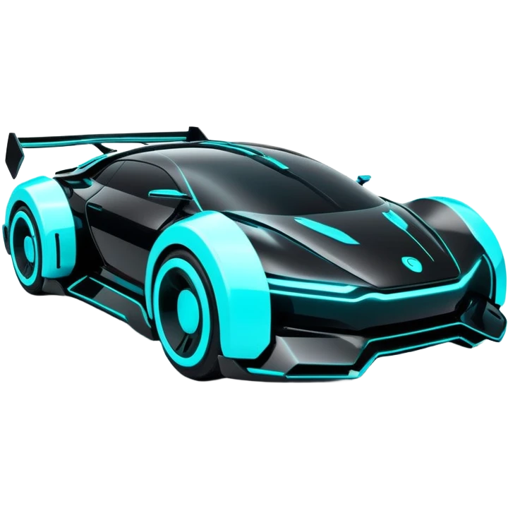 futuristic black and cyan cyberpunk car emoji