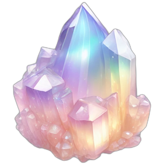 glossy Pastel whitish iridescent glass rainbow crystal cluster emoji