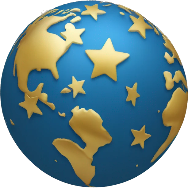 Globe with gold stars emoji