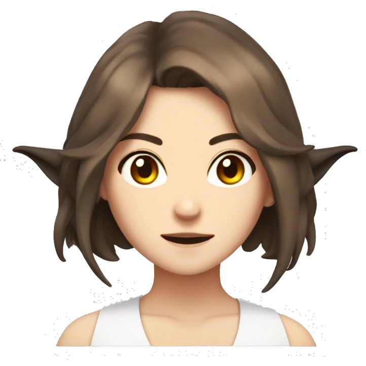 Woman, brown hair, light skin, brown eyes, demon horns, smug, anime style  emoji