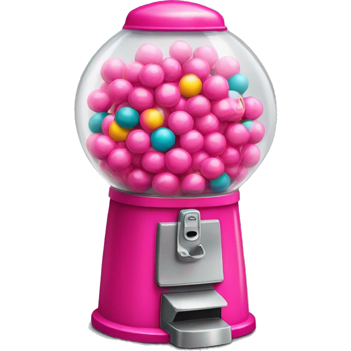 Realistic hot pink gumball machine with colorful gumball inside of it. emoji