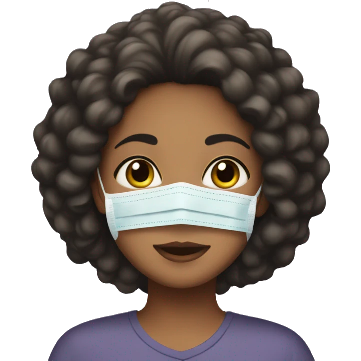 Mixed raced girl with waxy hair with face mask emoji