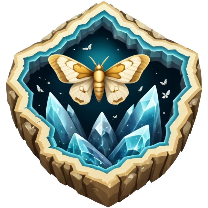 crystal geode split open with moth swarm inside emoji