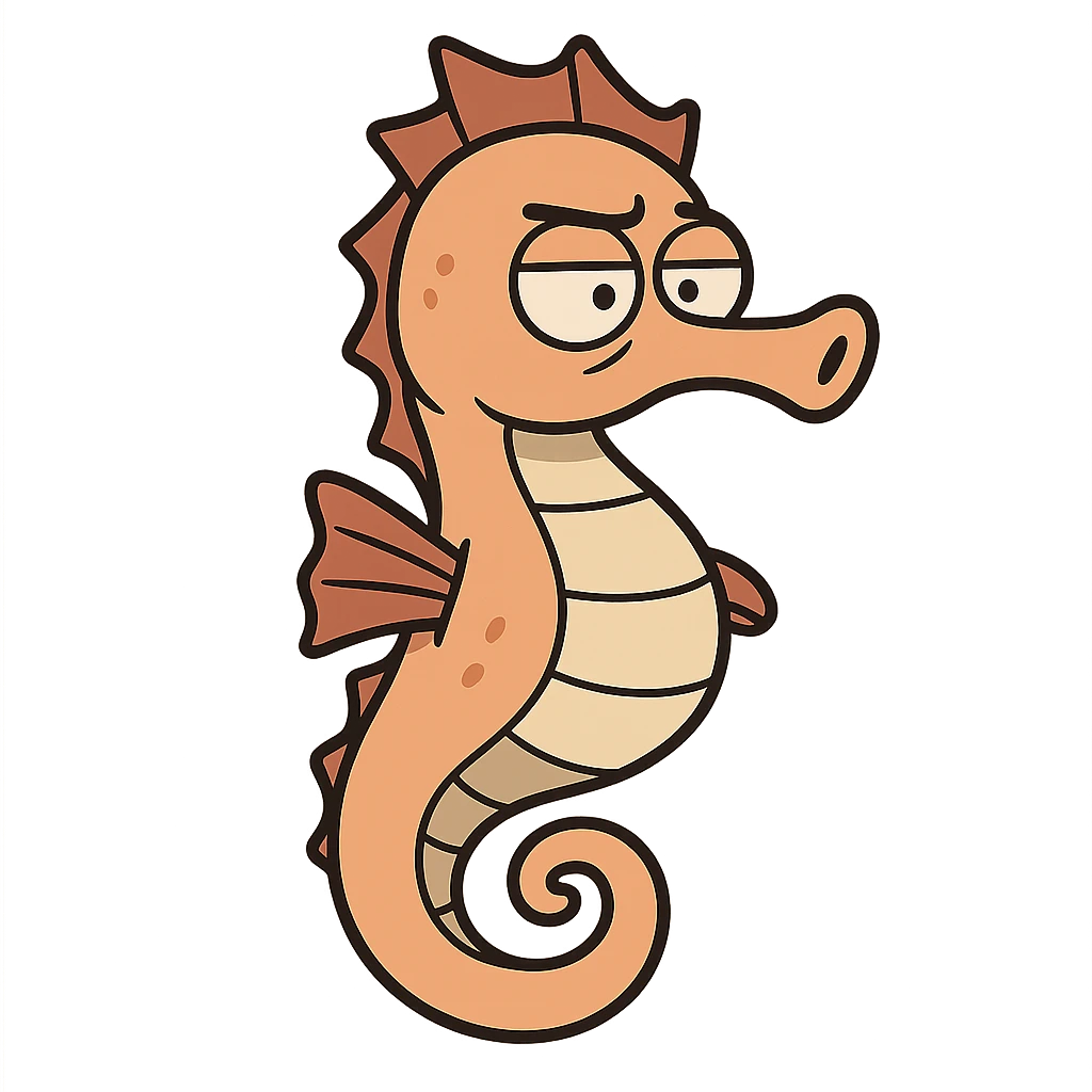 flat toon style seahorse emoji