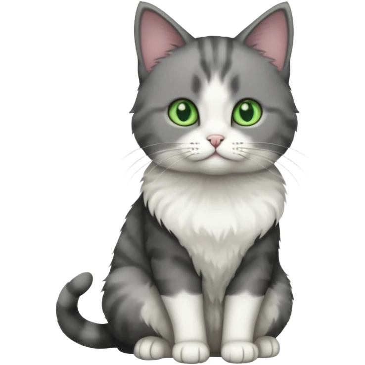 full body small short hair dark grey and white cat emoji